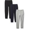 And Toddler Boy Active Striped Fleece Jogger Pants 2-pack(Black/Navy/Heather Grey 3-pack)