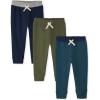 And Toddler Boy Active Striped Fleece Jogger Pants 2-pack(Blue/Green/Teal 3 Pack)