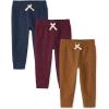 And Toddler Boy Active Striped Fleece Jogger Pants 2-pack(Blue/Maroon/Orange 3 Pack)
