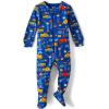 The Children’S Place Baby-Boys And Toddler Long Sleeve 100% Cotton Zip-Front One Piece Footed Pajamas(Blue Construction Print)