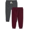 The Children’s Place Baby Boys’ Active Fleece Jogger Pants(Redwod/Obsidian 2-pack)