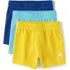 The Children’s Place Baby Boys’ and Toddler Active Knit Shorts(Navy/Aqua/Yellow 3-pack)