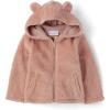 The Children’s Place Baby Girls’ Cozy Sherpa Hooded Full Zip Sweatshirt(Warm Blush Critter)