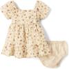 The Children’s Place Baby Girls’ and Newborn Short Sleeve Ruffle Dress(Frappe)