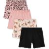 The Children’s Place Baby Girls’ and Toddler Assorted Knit Shorts(Black/ Jungle Wonder/ Crystal Pink 4-pack)