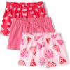 The Children’s Place Baby Girls’ and Toddler Assorted Pull on Paper Bag Shorts(Watermelons/Pink/Strawberries 3-pack)