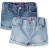 The Children’s Place Baby Girls’ and Toddler Jean Midi Shorts, Lily Wash(Lily Wash 2-pack)