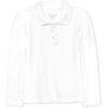 The Children’s Place Baby Girls’ and Toddler Long Sleeve Ruffle Pique Polo(White Single)