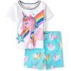 The Children’s Place Baby Toddler Girl Sleeve Top and Shorts Snug Fit 100% Cotton 2 Piece Pajama Set(Rainbow Unicorn)