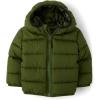 The Children’s Place Baby and Toddler Boys’ Medium Weight Wind-Resistant, Water-Resistant Puffer Jacket(Dark Ivy)