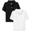 The Children’s Place Baby and Toddler Boys Short Sleeve Polo Shirt(Black/White 2-pack)