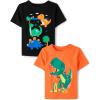 The Children’s Place Baby and Toddler Dinos,Animals,Cars Short Sleeve Graphic T-Shirts,2 Pack(Dino/Dino Blocks)