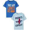 The Children’s Place Baby and Toddler Dinos,Animals,Cars Short Sleeve Graphic T-Shirts,2 Pack(Love Mama/Moms Copilot)
