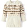 The Children’s Place Baby and Toddler Girls’ Long Sleeve Sweater Dress(Cinnamon Fairisle)