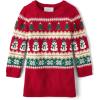 The Children’s Place Baby and Toddler Girls’ Long Sleeve Sweater Dress(Classic Red Fairisle)