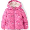 The Children’s Place Baby and Toddler Girls’ Medium Weight Wind-Resistant, Water-Resistant Puffer Jacket(Jazzberry Rainbows)