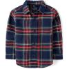 The Children’s Place Baby-Boys and Toddler Poplin Long Sleeve Button Down Shirt(Red/Blue Plaid)