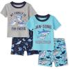 The Children’s Place Baby-Boys and Toddler Snug Fit 100% Cotton Short Sleeve Top and Shorts 2-Piece Pajama Set(Jawsome Sharks)