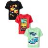 The Children’s Place Baby-Boys and Toddler Sports,Cars,Trucks Short Sleeve Graphic T-Shirts,3 Pack(Racecars/Train/Construction)