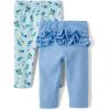 The Children’s Place Baby-Girls and Newborn Pull on Pants(Blue Floral/Blue Ruffle 2-pack)