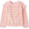 The Children’s Place Baby-Girls and Toddler Long Sleeve Crew Neck Pullover Sweater(Fuzzy Pink Ruffle)