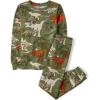 The Children’s Place Boys’ 100% Cotton Long Sleeve Top and Pants, 2 Piece Pajama Set(Dino Camo)