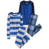 The Children’s Place Boys’ 100% Cotton Long Sleeve Top and Pants,2 Piece Pajama Set(Essential Blue 2-pack)
