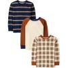 The Children’s Place Boys’ Long Sleeve Everyday Casual Knit Shirt(Harvest Colors 3-pack)