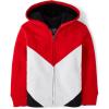 The Children’s Place Boys’ Long Sleeve, Sherpa Lined, Zip-Front Hoodie Sweatshirt(Red Colorblock)