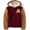 The Children’s Place Boys’ Long Sleeve, Sherpa Lined, Zip-Front Hoodie Sweatshirt(Redwood Varsity)