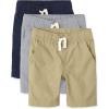 The Children’s Place Boys’ Pull on Jogger Shorts(Fin Gray/Flax/Tidal 3-pack)