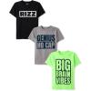 The Children’s Place Boys’ School,Learning Short Sleeve Graphic T-Shirts,3 Pack(Rizz/Genius/Big Brain)