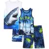 The Children’s Place Boys’ Tank Top and Shorts,2 Piece Pajama Set(Shark/Aloha 2-pack)