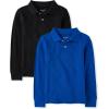 The Children’s Place Boys Uniform Long Sleeve Pique Polo(Black/Renew Blue 2-pack)