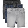 The Children’s Place Boys’ and Toddler Denim Shorts(Stretch Light Wash 3-pack)