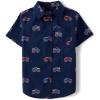 The Children’s Place Boys and Toddler Poplin Short Sleeve Button Down Shirt(America Monster Trucks)