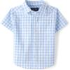 The Children’s Place Boys and Toddler Poplin Short Sleeve Button Down Shirt(Breeze Plaid)