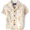 The Children’s Place Boys and Toddler Poplin Short Sleeve Button Down Shirt(Irish Cream Safari)