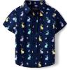 The Children’s Place Boys and Toddler Poplin Short Sleeve Button Down Shirt(Tidal Bunny)