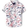 The Children’s Place Boys and Toddler Poplin Short Sleeve Button Down Shirt(Usa Road Trip)