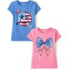 The Children’s Place Girls All Holidays,Birthdays Short Sleeve Graphic T-Shirts,2 Pack(American Flag/American Flag Face)