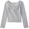 The Children’s Place Girls’ Basic Long Sleeve V-Neck Knit Shirts(Grey Floral)