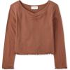 The Children’s Place Girls’ Basic Long Sleeve V-Neck Knit Shirts(Pecan Pie)