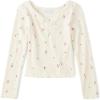 The Children’s Place Girls’ Basic Long Sleeve V-Neck Knit Shirts(White Daisy)