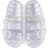 The Children’s Place Girls Double Buckle Slip On Slide Sandals, White Paint Splatter(Clear Glitter Jelly)