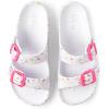 The Children’s Place Girls Double Buckle Slip On Slide Sandals, White Paint Splatter(White Paint Splatter)
