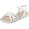 The Children’s Place Girls Flat Sandals with Adjustable Ankle Strap(White Glitter Crisscross)