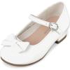 The Children’s Place Girls Kayla Velvet Flat Shoe Shoe(White Bow)