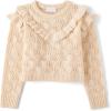 The Children’s Place Girls Long Sleeve Crew Neck Pullover Sweater(Beige Ruffle)