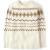 The Children’s Place Girls Long Sleeve Crew Neck Pullover Sweater(Cinnamon Fairisle)